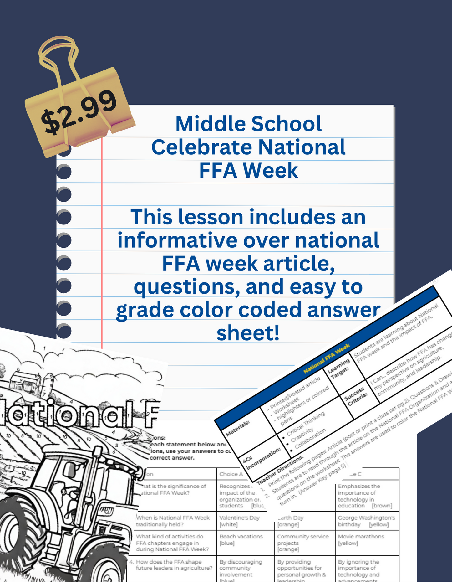 Single Day Lesson Plan- Middle School National FFA Week