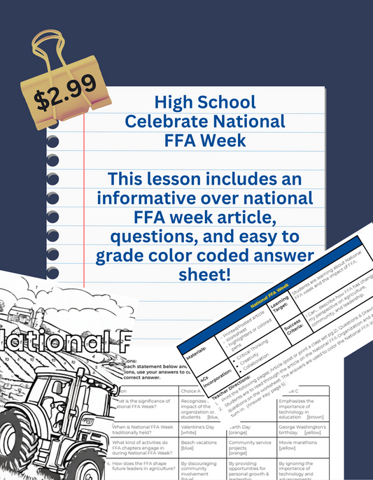 Single Day Lesson Plan- High School National FFA Week