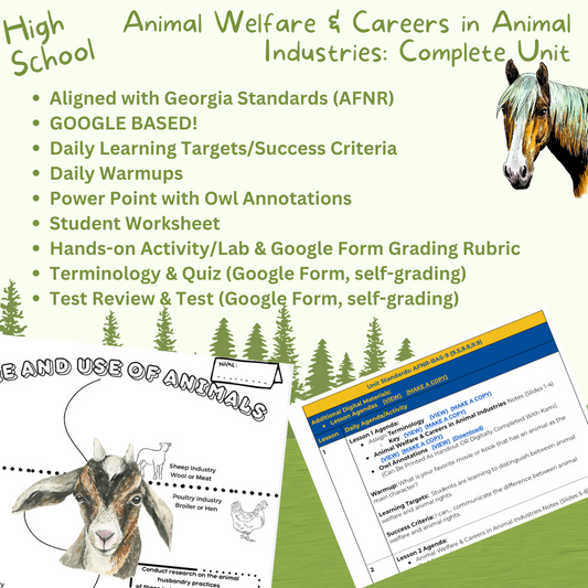 HS. Animal Welfare & Careers in Animal Ind. Unit(8 Days)