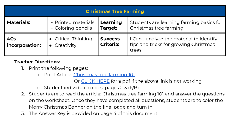 Single Day Lesson- Christmas