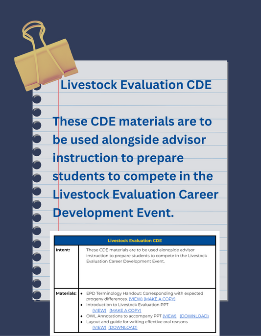 Livestock Evaluation CDE