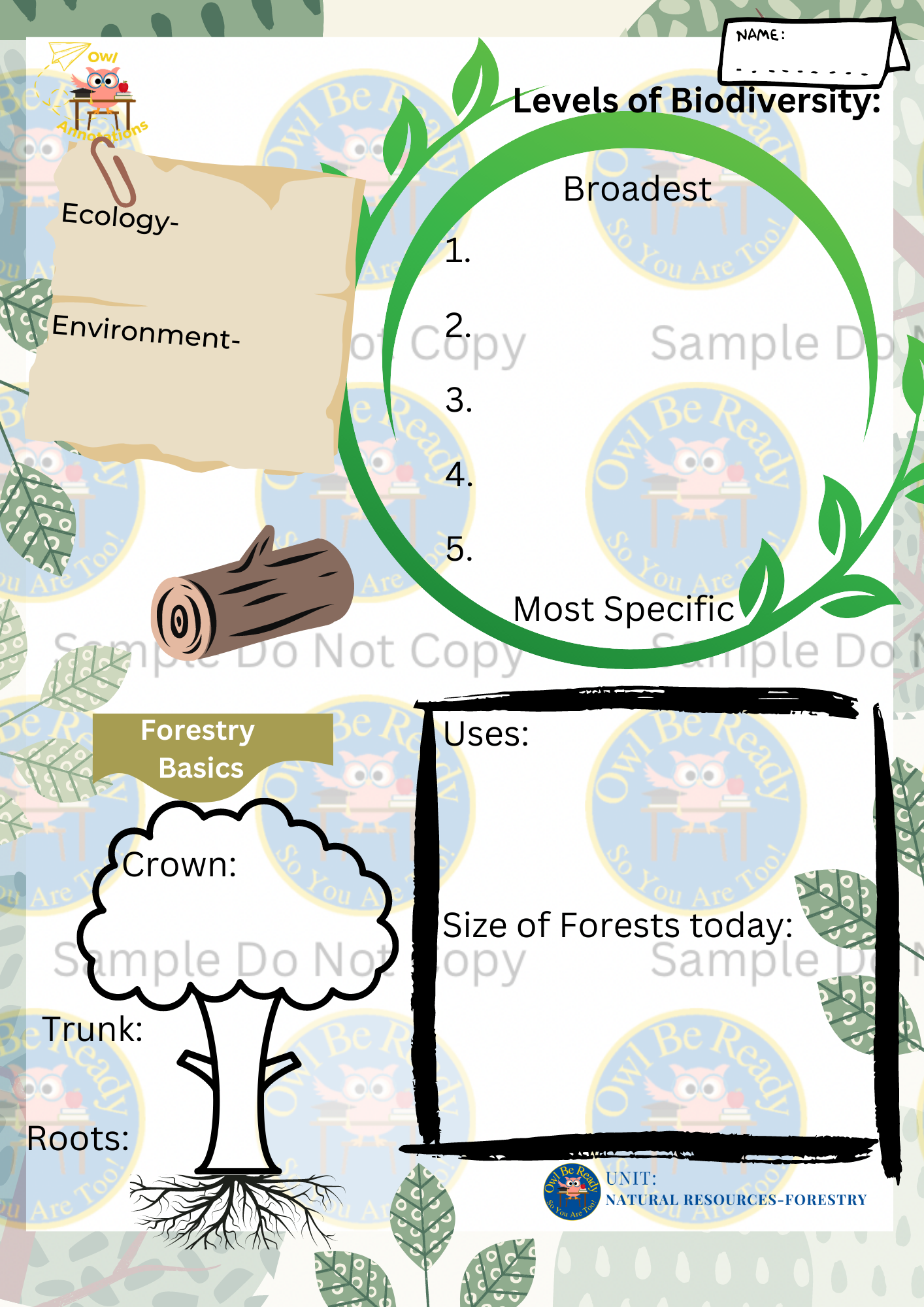 MS/HS. Natural Resources-Forestry (7 days)