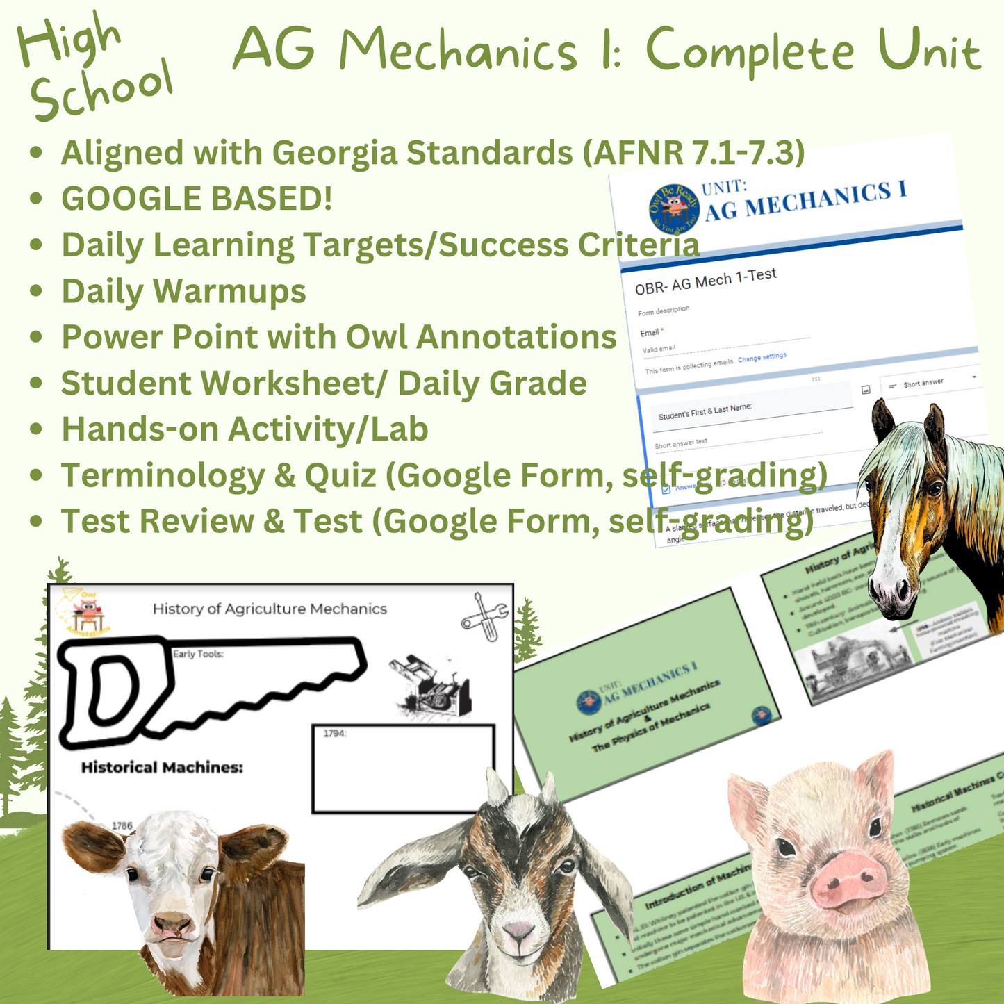 HS. Basics of AG Mechanics 1 Unit (7 Days)